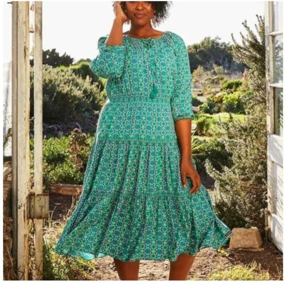 Matilda Jane Age of Aquarius Size XS Prairie Dress‎ Turquoise Colorful Floral